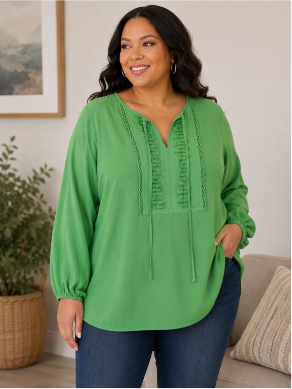 Charter Club Green Blouse Women's Plus Size 2X